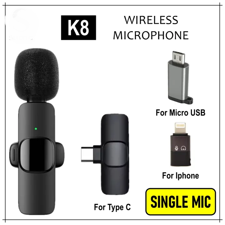 K9 Wireless Lavalier Microphone Single & Dual | Plug-and-Play Mic for Android & iPhone