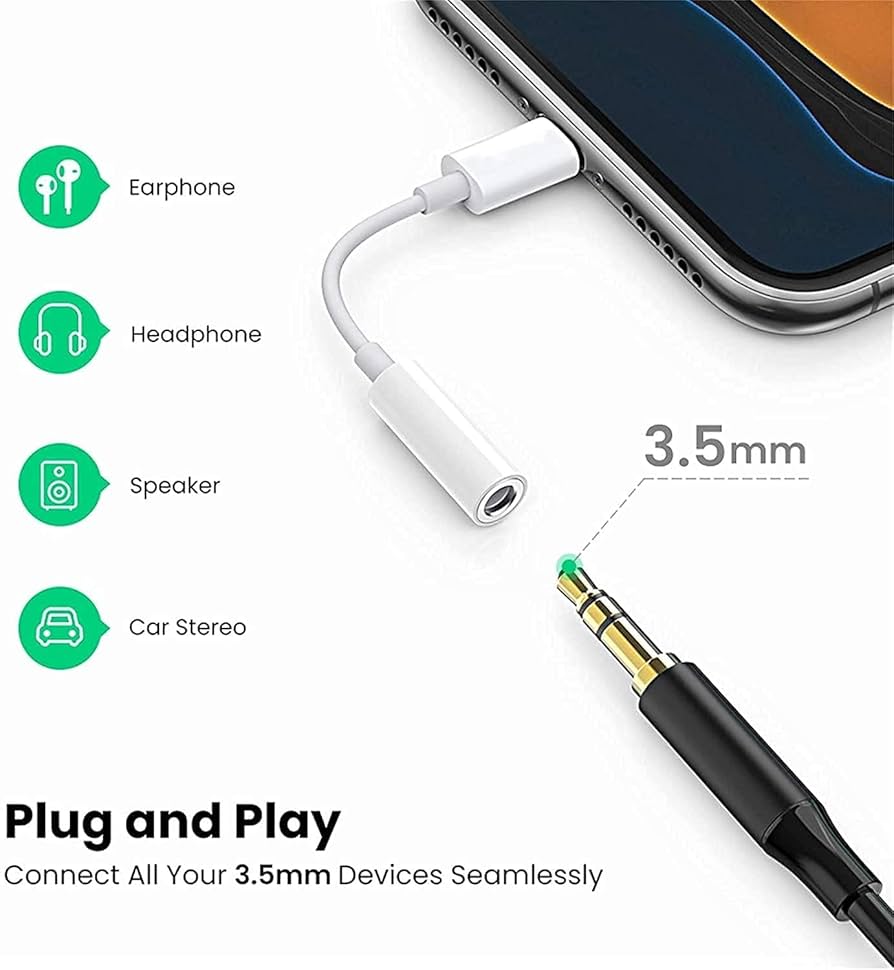 Lightning to 3.5mm Headphone Jack Adapter | Audio Cable Converter for iPhone