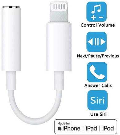 Lightning to 3.5mm Headphone Jack Adapter | Audio Cable Converter for iPhone